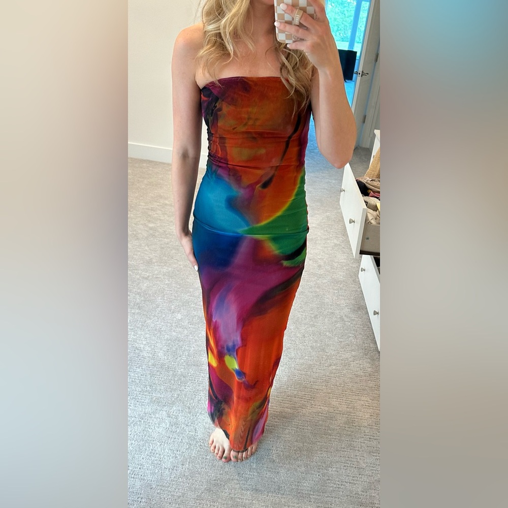 Zara multi color mesh dress